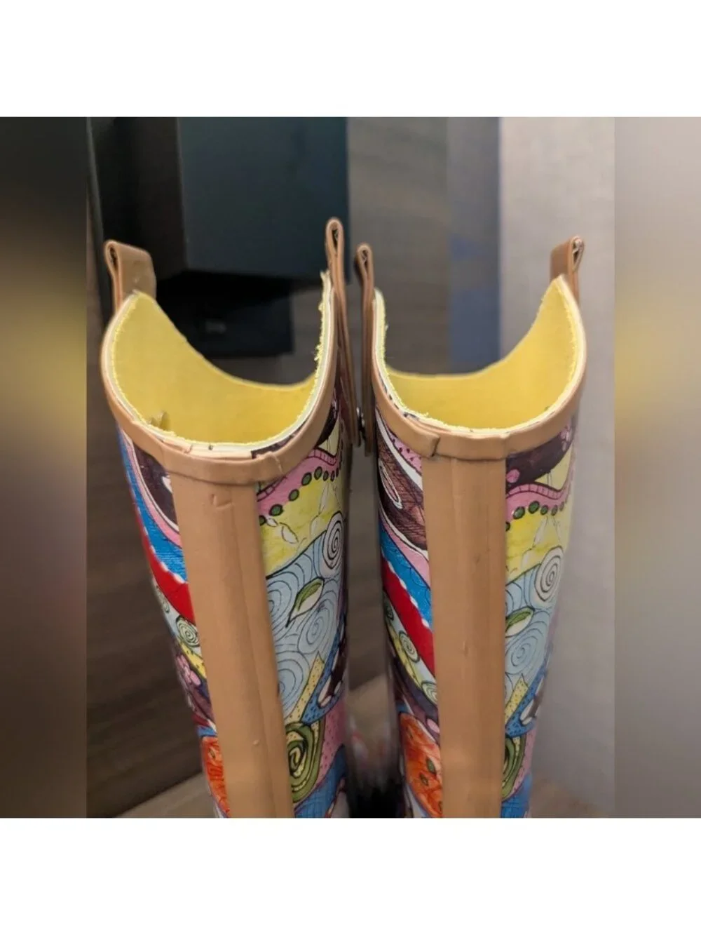 Rain Bops By Beehive Colourful mosaic funky Cowboy Boot Rain Boots USA 8